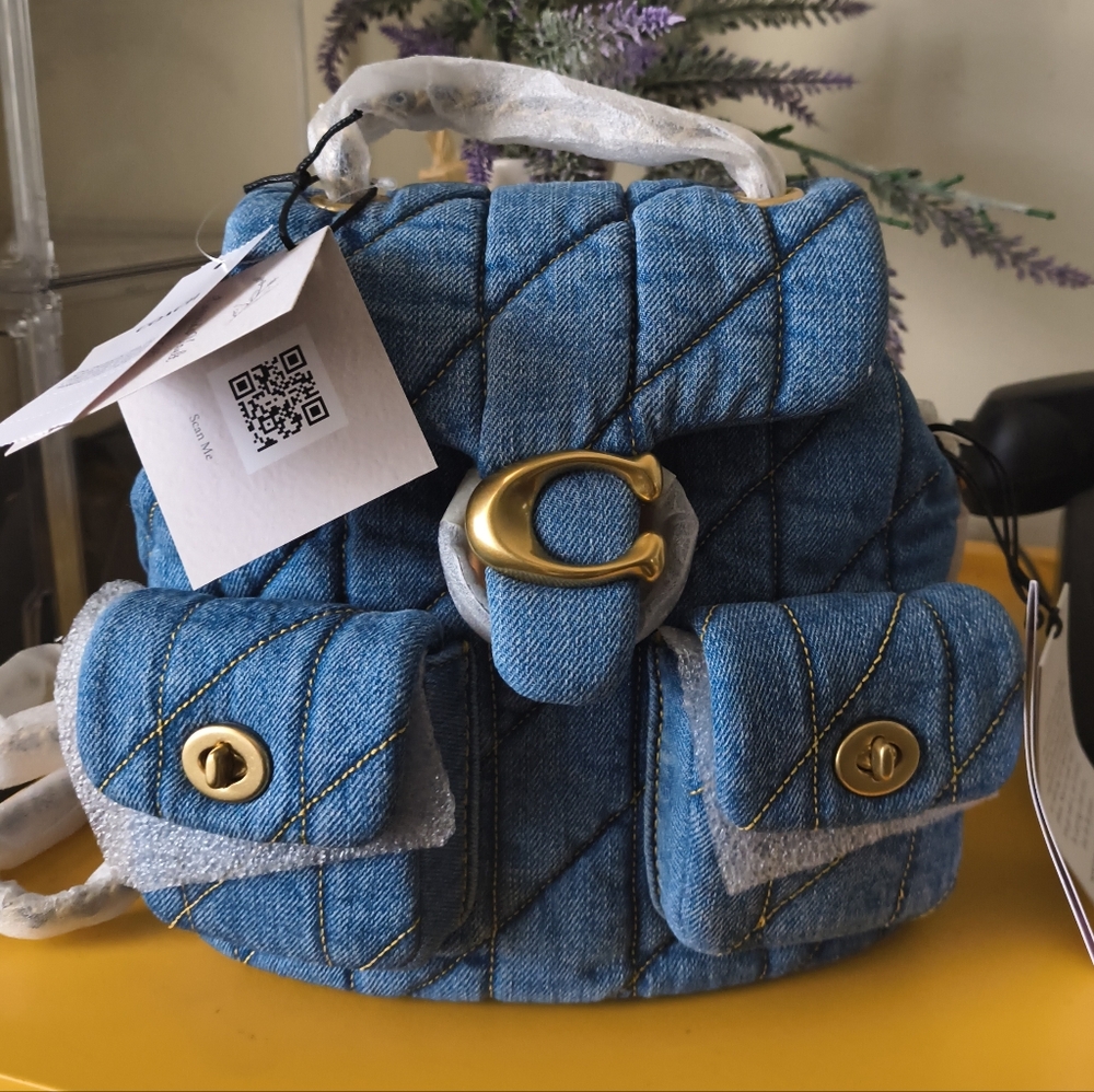 Coach Quilted Denim Tabby Backpack With Gold Hardware- NWT - Box + Dustbag Incl.